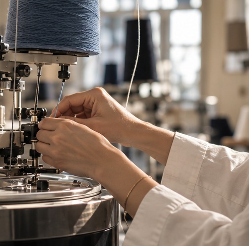 Rappresentazione artistica della lavorazione artigianale della maglieria
