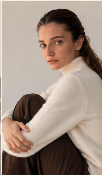 Modella con capo in cashmere