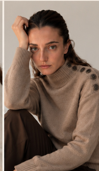 Modella con capo in misto cashmere